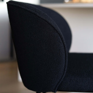 Lot de 2 chaises pour îlot central 66,3 cm en tissu bouclé noir - Groom