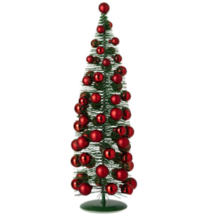 J-Line arbre boules de Noël - synthétique - vert foncé/rouge Noël - small