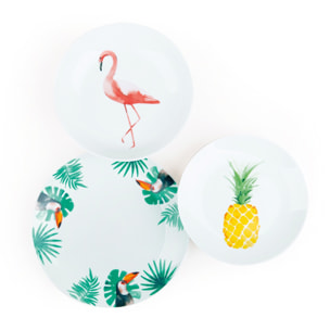 Servizio piatti 18 pezzi Excelsa – Tropical, Porcellana Multicolore