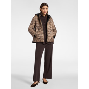 Elena Mirò - Chaqueta de plumón reversible con estampado animal - Marrón