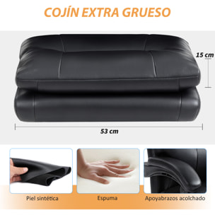 Silla de Escritorio con Soporte Lumbar Inflable, Tapizada en PU, Silla de Oficina Giratoria con Reposapiés, Respaldo Reclinable, Respaldo Alto, Altura Ajustable, Negro