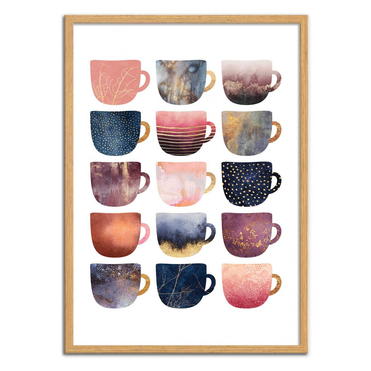 Pretty Blue Coffee Cups Poster