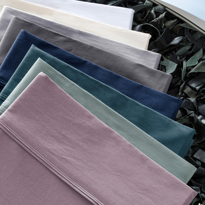 Drap housse PURE en coton percale - mauve