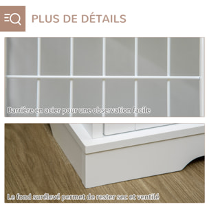 Cage pour chien animaux table d'appoint 2 en 1 - 2 portes verrouillables - dim. 76L x 54,5l x 56H cm - MDF acier blanc