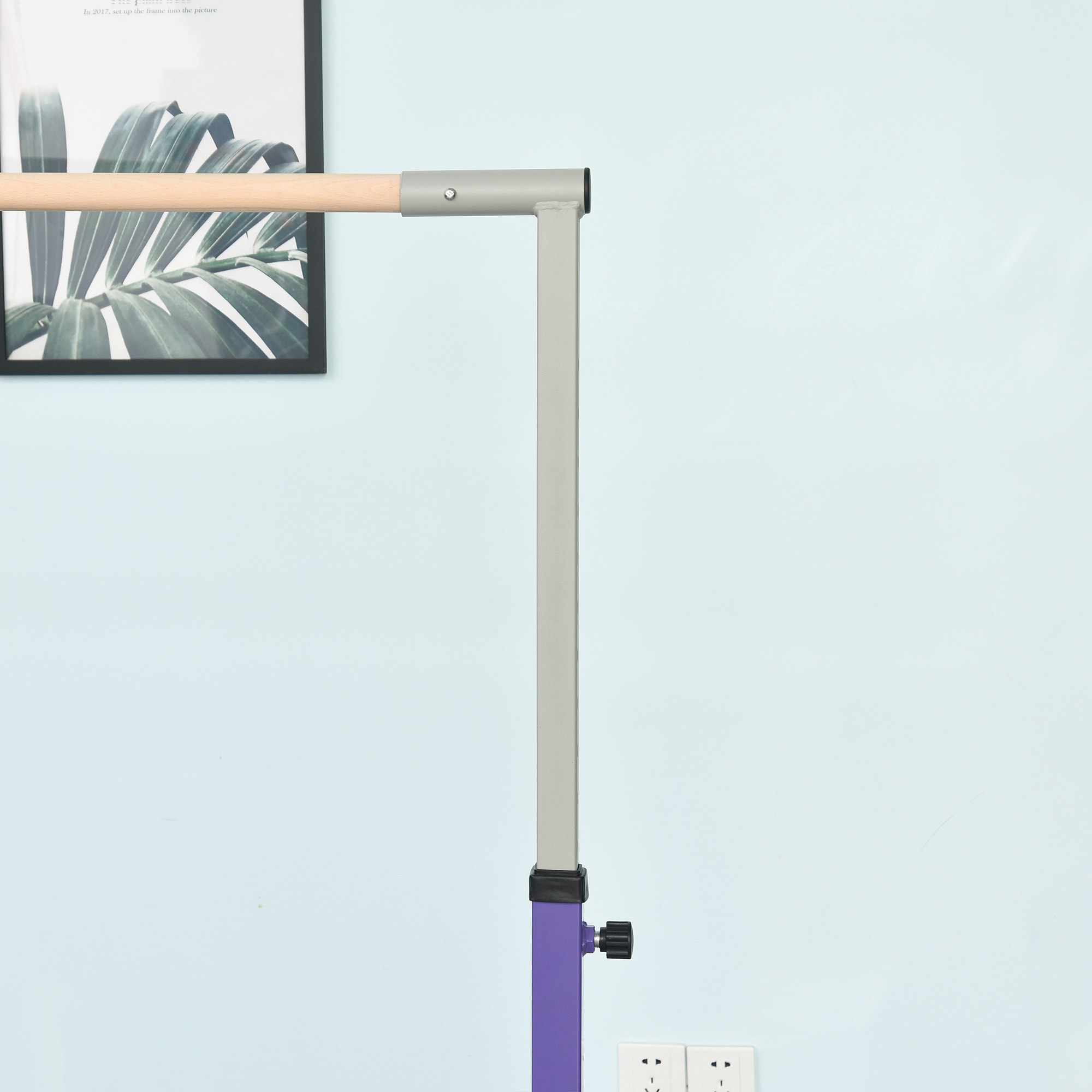 Barra de Gimnasia para Niños de +3 Años Barra de Entrenamiento con Altura Ajustable 92-150 cm Barra Horizontal de Gimnasia Carga 75 kg 194x121x150 cm Violeta