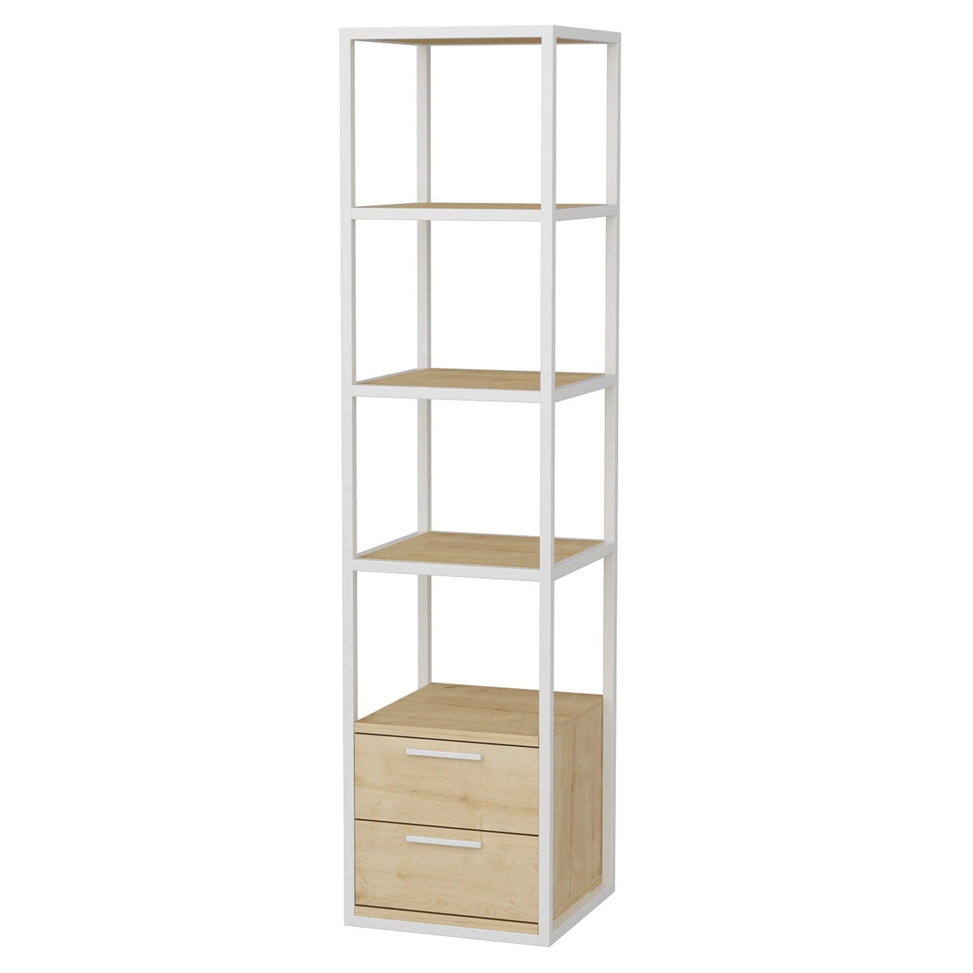 Librería, 100% tablero de aglomerado rechapado en melamina, color blanco roble h.160