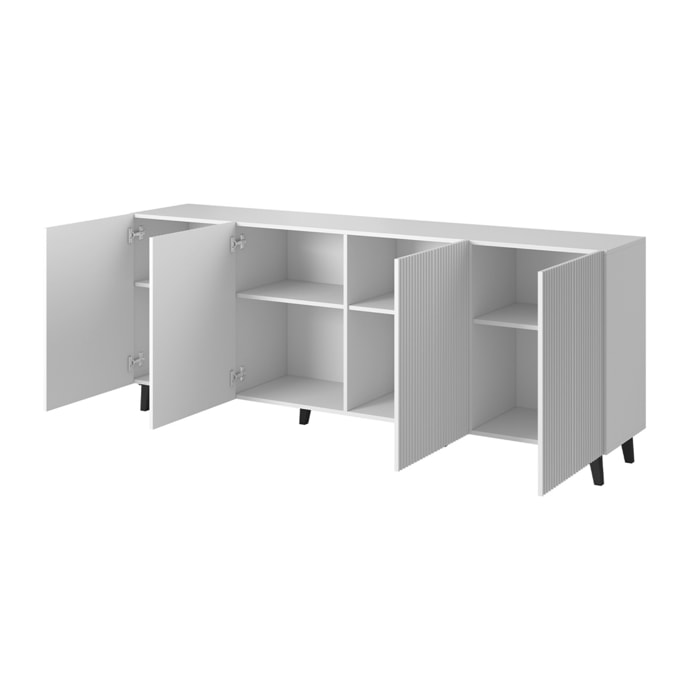 Sanna - buffet bas - 4 portes - 200 cm - Noir / Blanc
