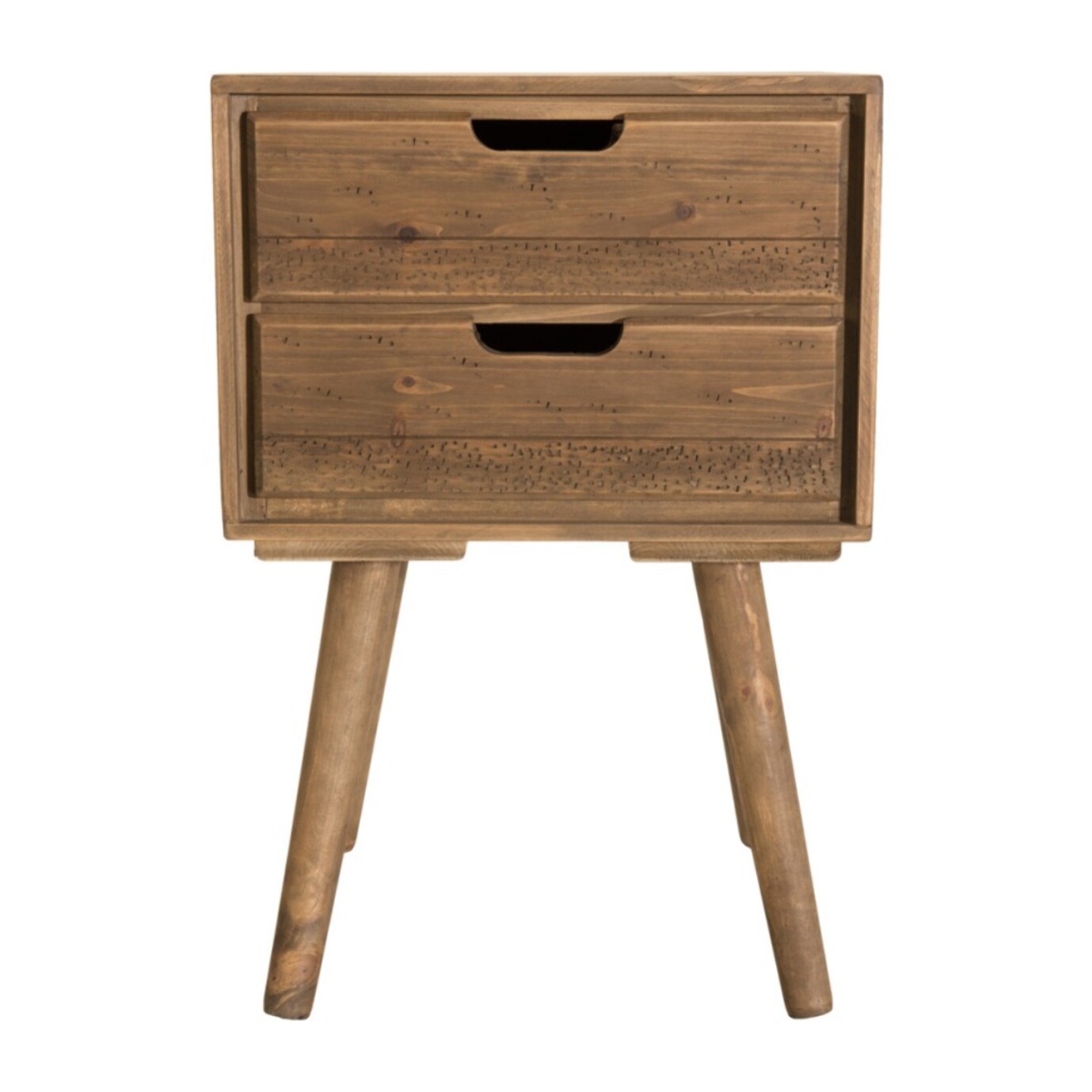 ANDY - Chevet scandi bois marron 2 tiroirs Sapin