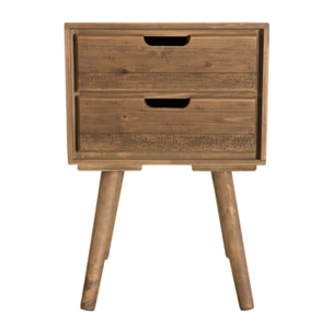ANDY - Chevet scandi bois marron 2 tiroirs Sapin