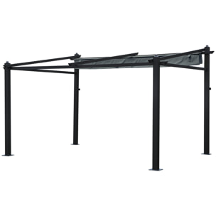 Pergola murale 3 × 4m FRÉJUS grise - structure aluminium