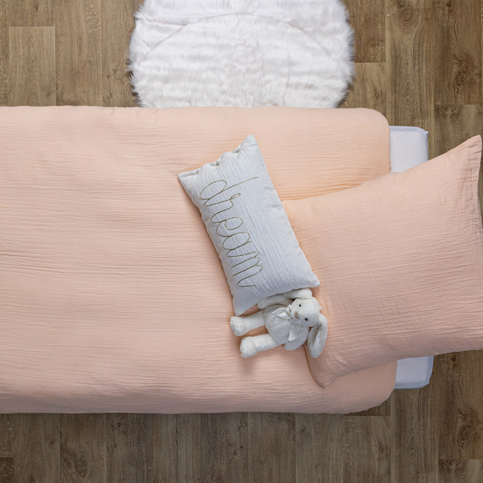 Parure de lit 140x200cm gaze de coton rose