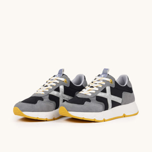 Zapatilla Deportiva Negra y Gris con Detalles Mostaza MUNICH MAMBA 10