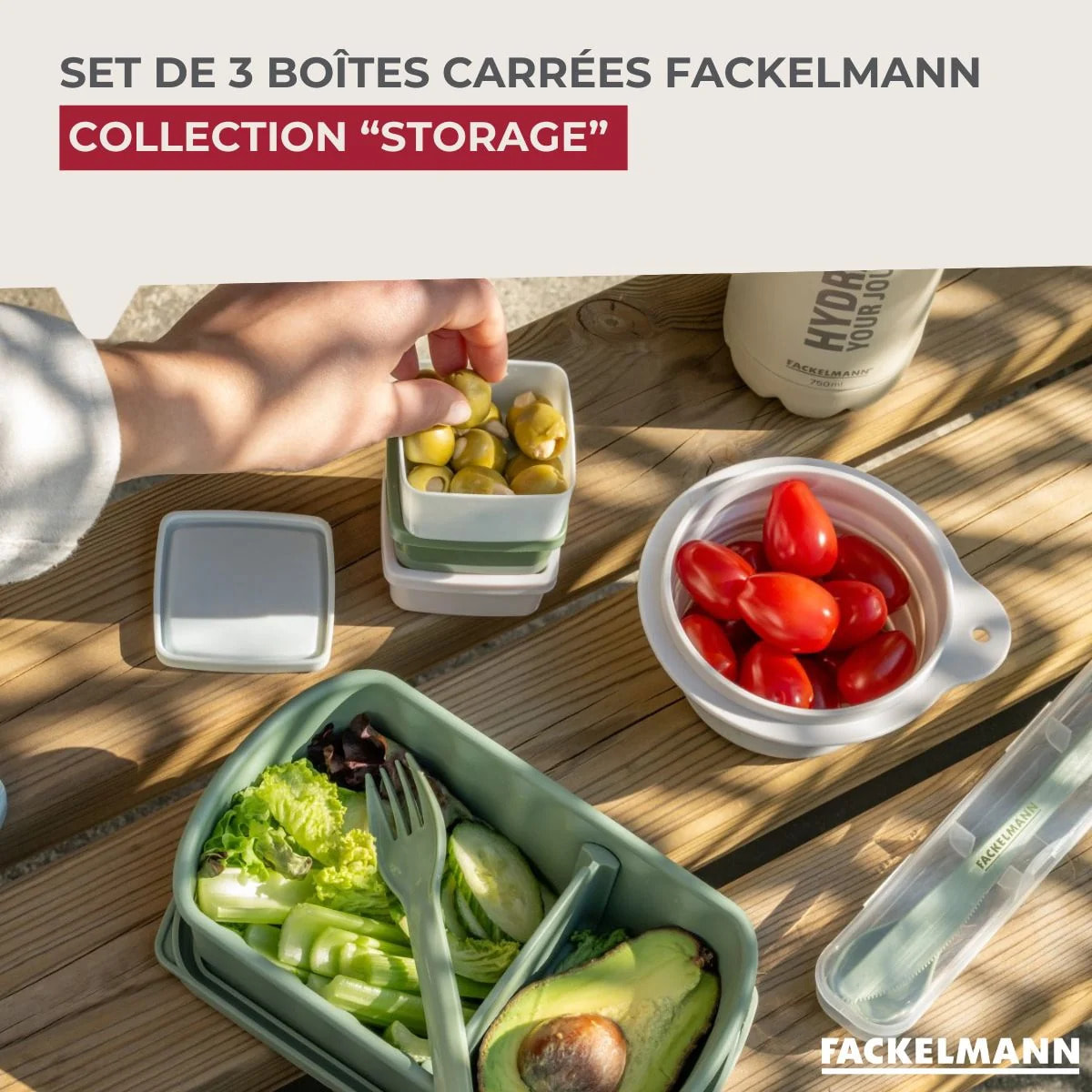 Set de 3 boîtes carrées à sauce ou épices Fackelmann Storage