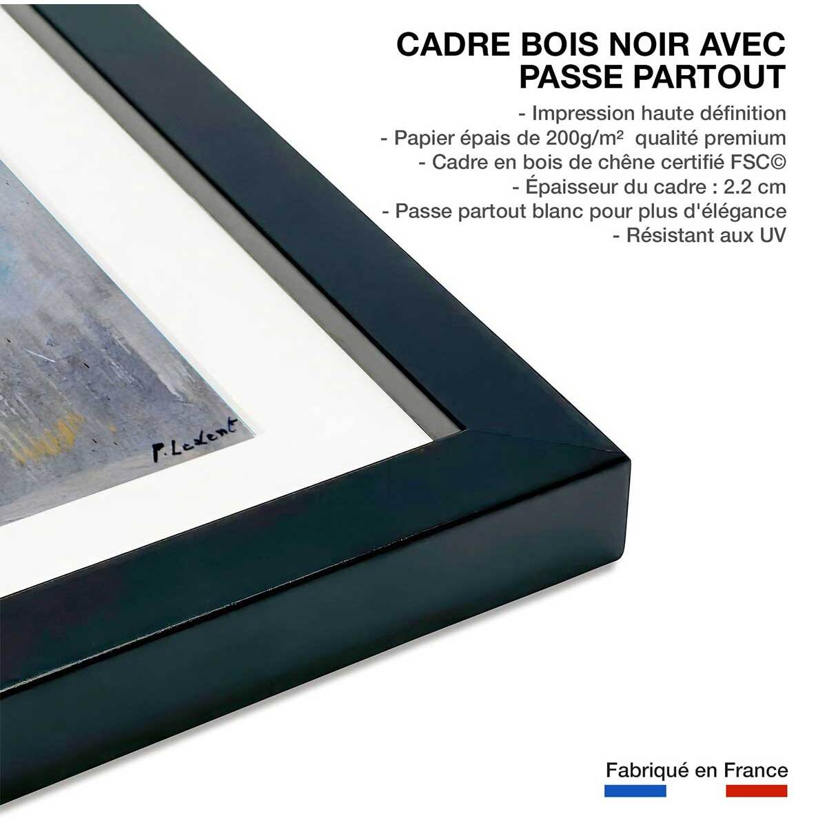 Poster  virgule Affiche + cadre en bois - Noir