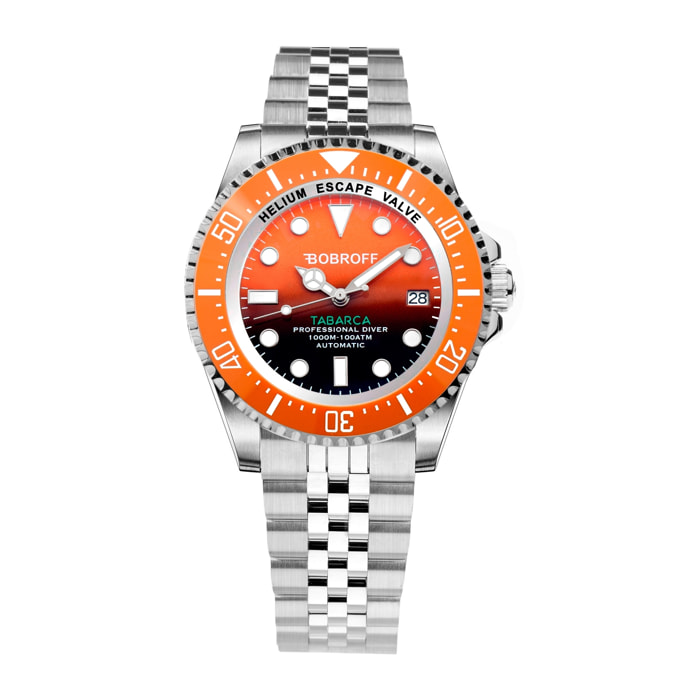 Bobroff - Reloj de hombre automatico diver profesional de buceo, 1000 m, Naranja, 44MM, valvula de helio BF0004bn-BFSTJ