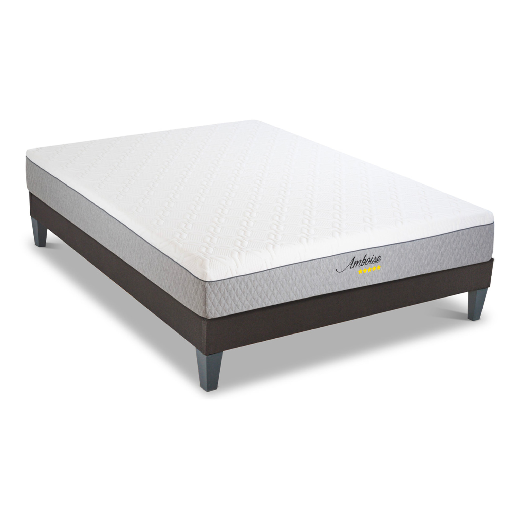 Ensemble Matelas Amboise & Sommier KIT15, 24 cm, Mémoire de Forme Haute Densité, Technologie Tri-Lattes, Soutien Ferme