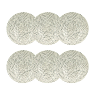 Lot de 6 assiettes creuses à motif en porcelaine 21cm JASMIN