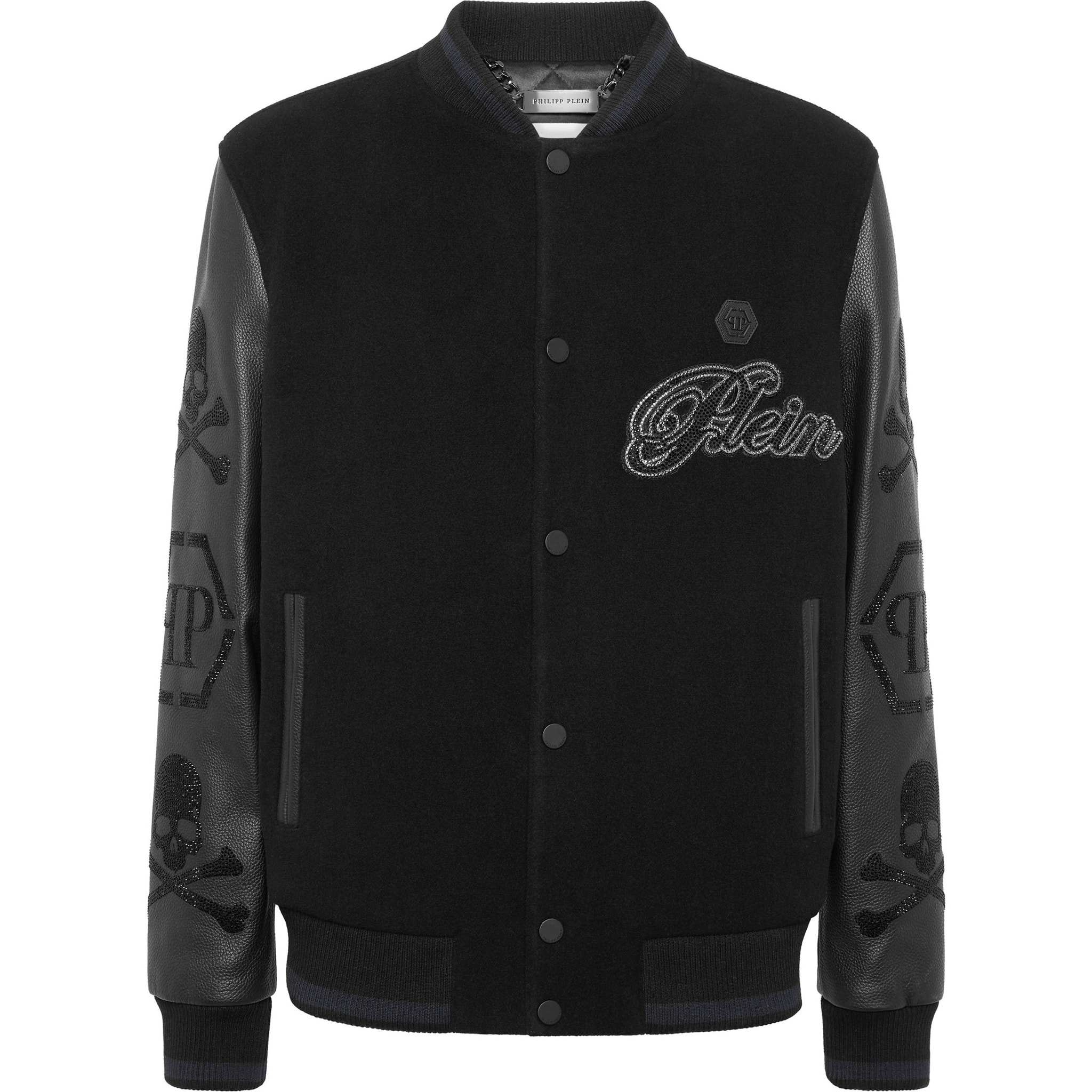 PHILIPP PLEIN Leather Bomber WOOL &AMP