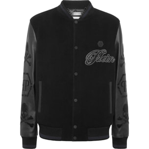 PHILIPP PLEIN Leather Bomber WOOL &AMP