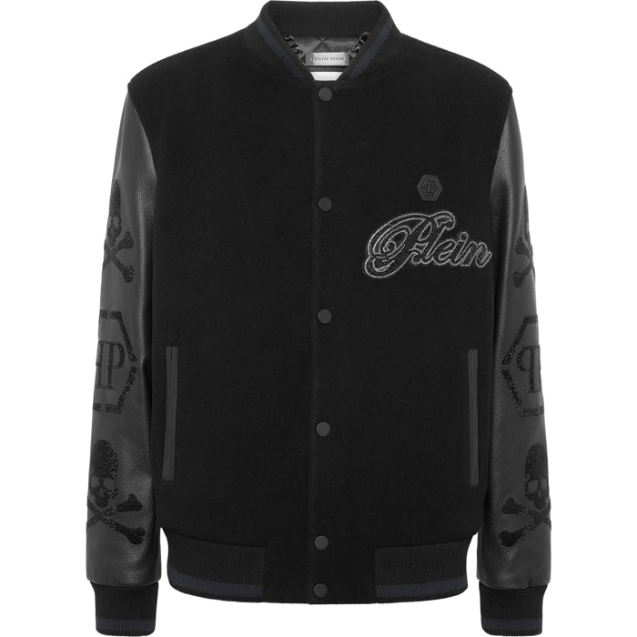 PHILIPP PLEIN Leather Bomber WOOL &AMP
