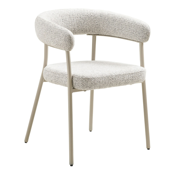 Set 2 sedie da pranzo Trivio in tessuto sabbia con gambe grigie