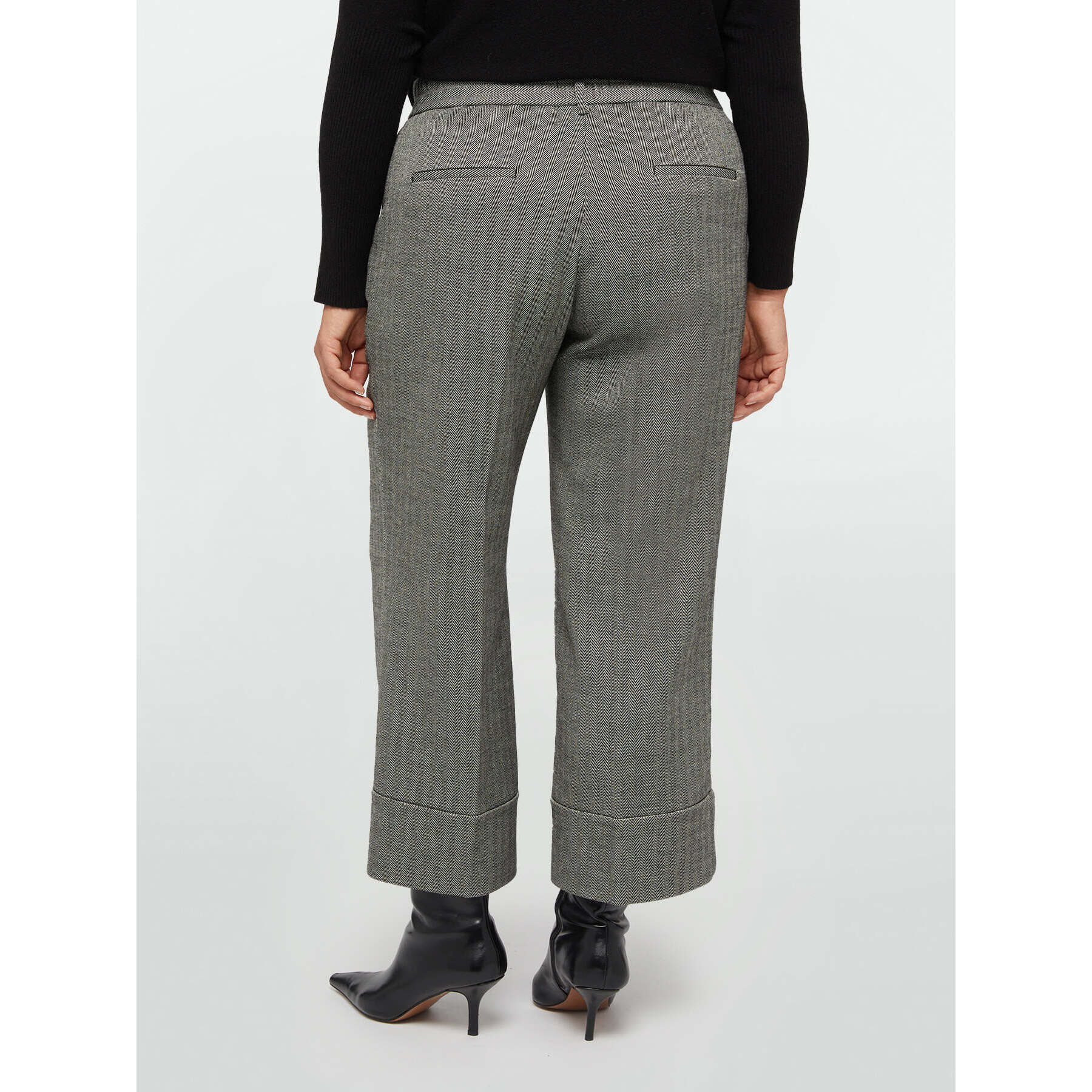 Fiorella Rubino - Pantaloni cropped fantasia spigata - Grigio