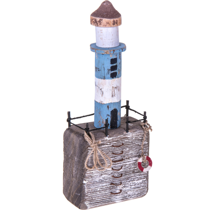 Faro. Altezza 32 Cm - Pezzi 2 - 12X32X7cm - Colore: Bianco - Bianchi Dino - Marina, Decori Tema Marino