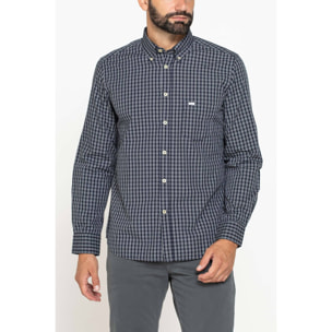 CAMICIA FANTASIA TINTO FILO CON COLLO BUTTON-DOWN
