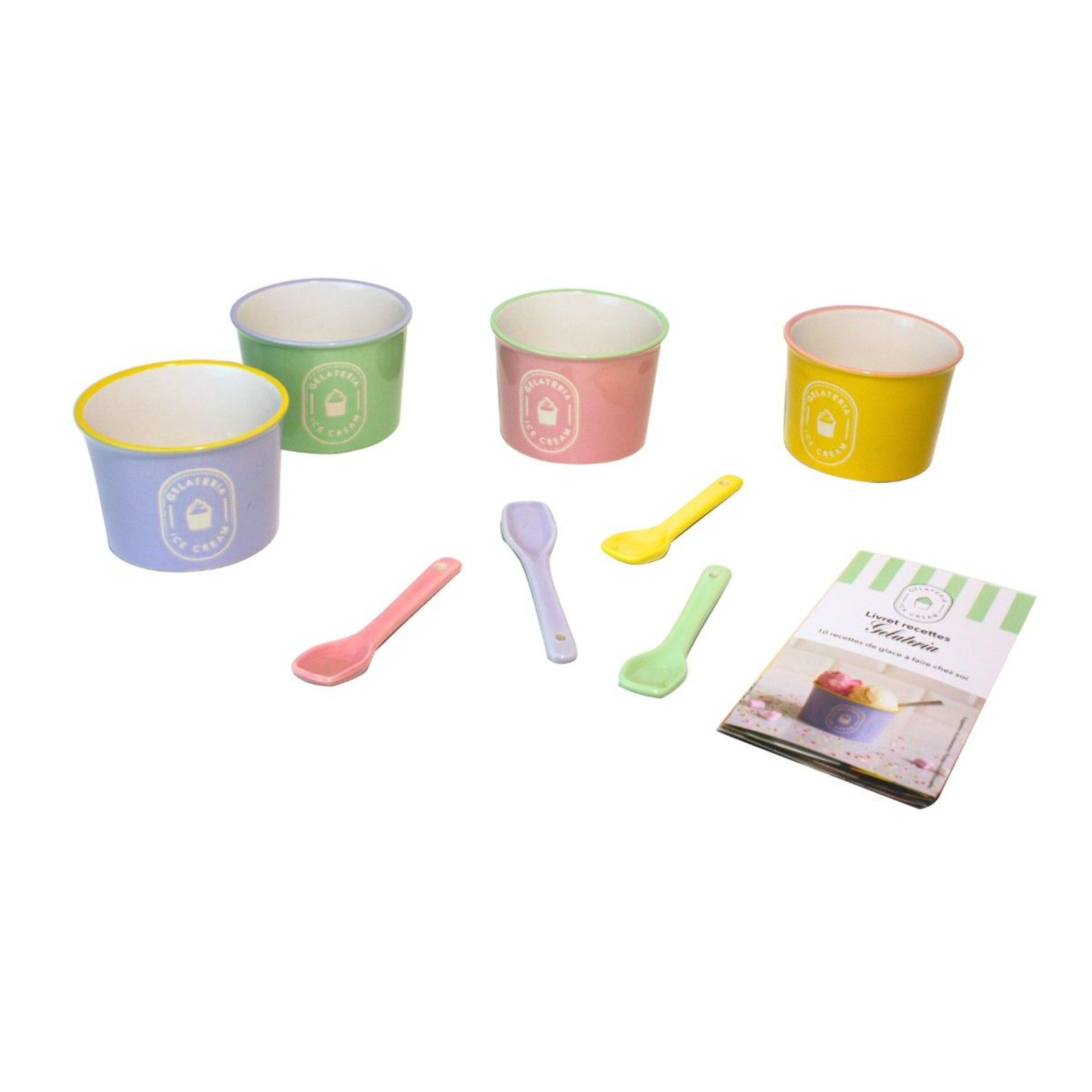 Coffret de 4 coupes à glaces et 4 cuillères, GELATERIA