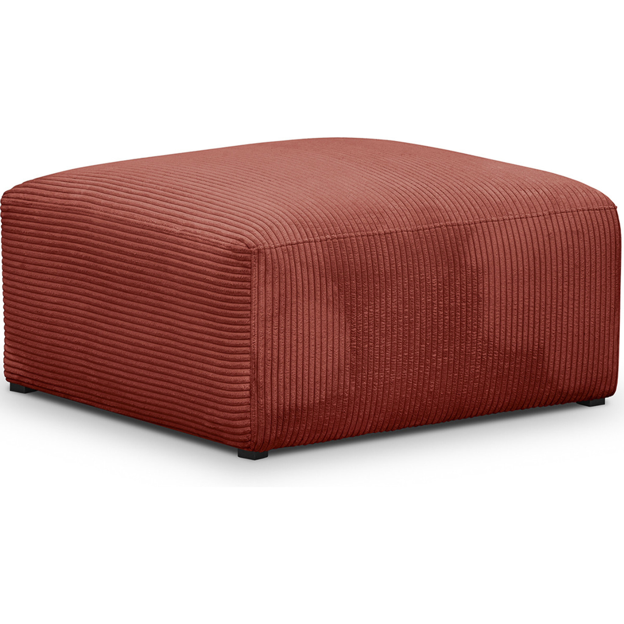 Canapé d'angle à droite modulable 5 places en velours côtelé + pouf - MODULO