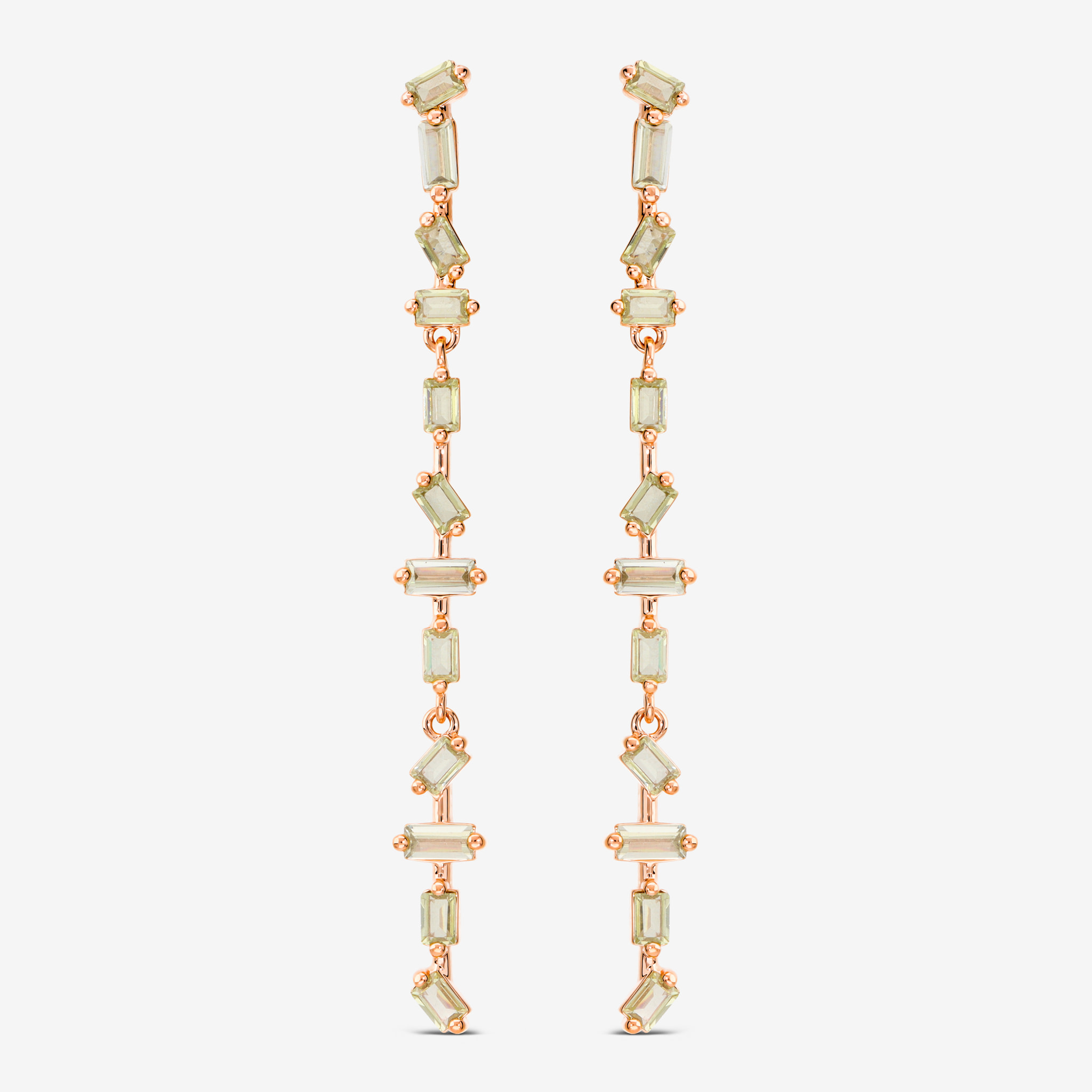 Orecchini Pendenti con Cubic Zirconia Verdi a Baguette