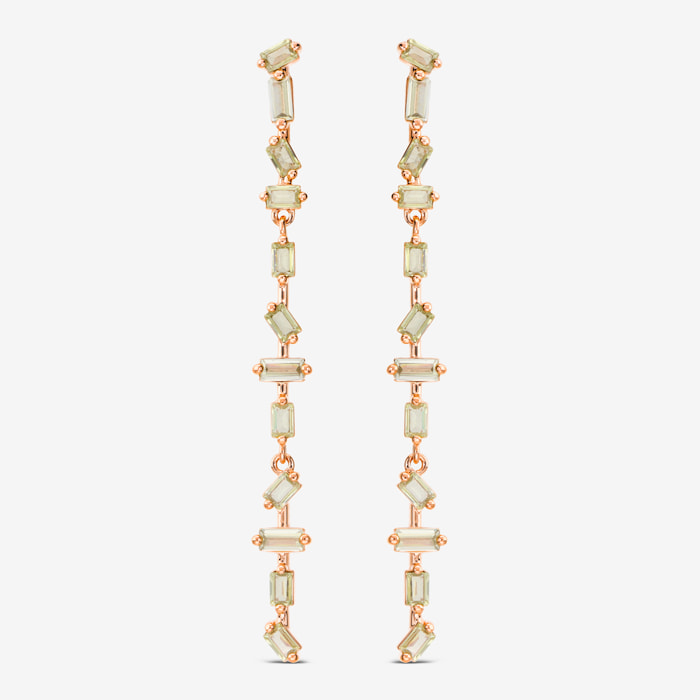 Orecchini Pendenti con Cubic Zirconia Verdi a Baguette