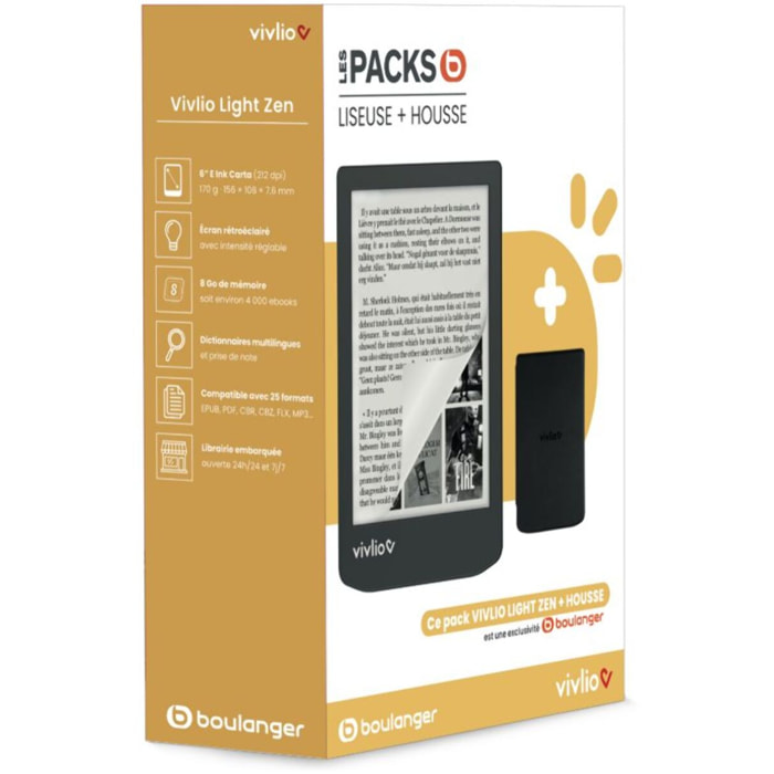 Liseuse eBook VIVLIO Coffret 2en1 Light ZEN+Housse
