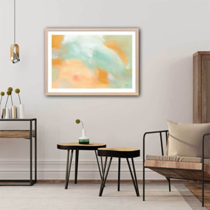 Poster orange blush Affiche + cadre en bois - Chêne