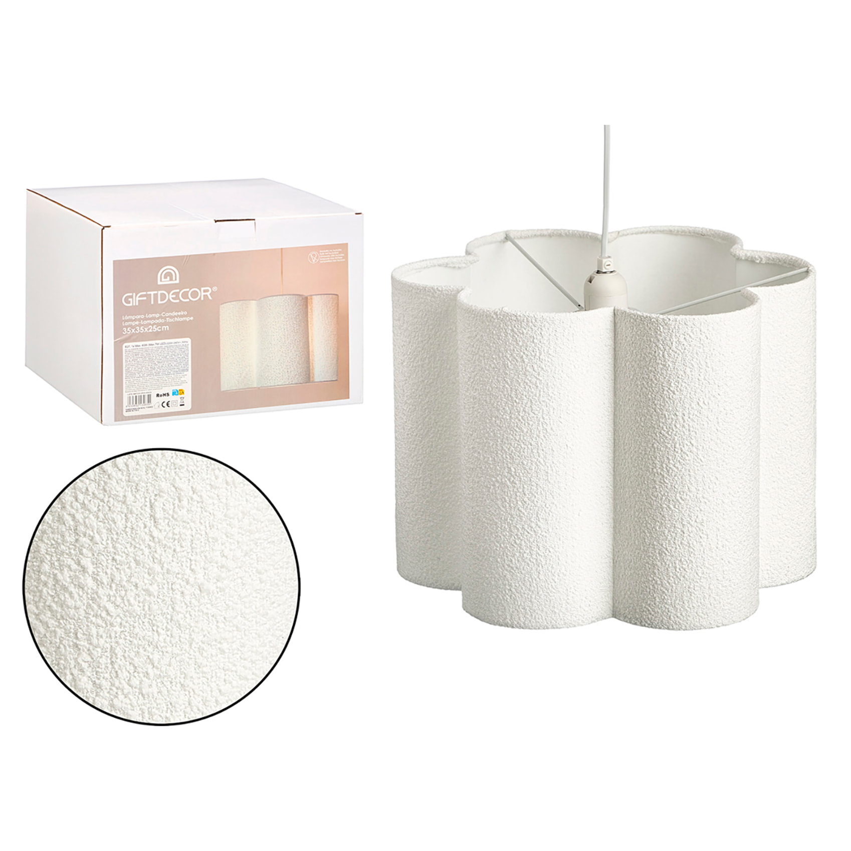 Lampada a soffitto con design ruvido di fiore.