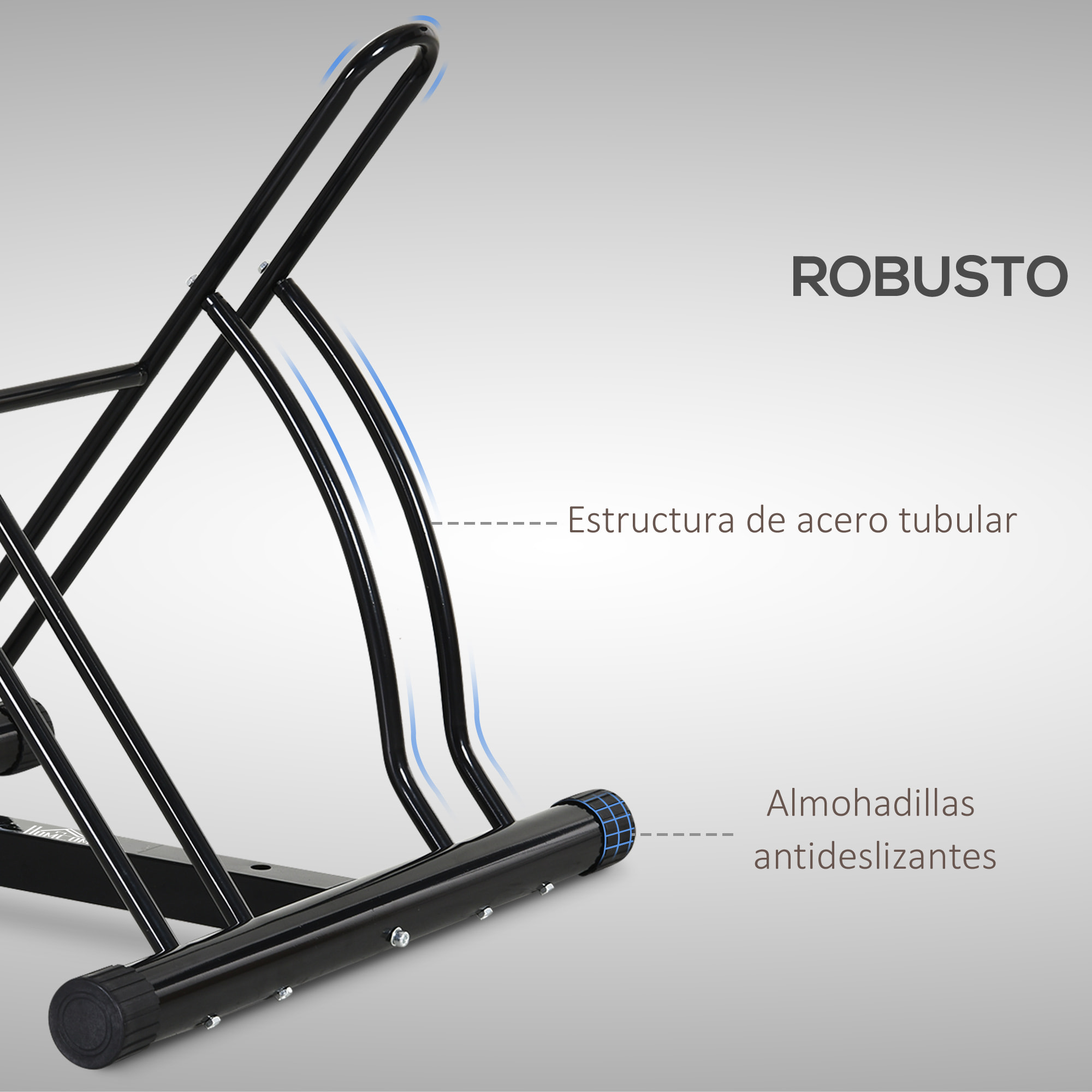 Soporte de Estacionamiento para 2 Bicicletas Portátil Acero 60x54x57 cm Negro