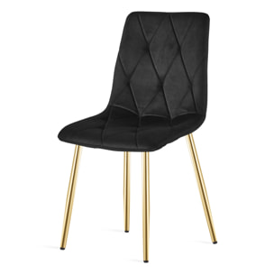 Sedia Libra in Velluto Nero con Gambe Oro