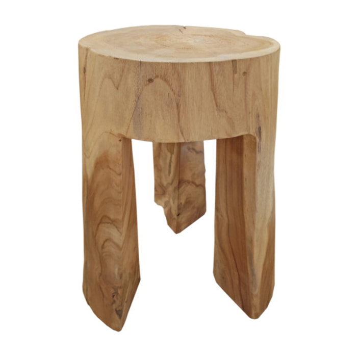 Table d'appoint ronde en racine de bois de teck massif - SUZANA