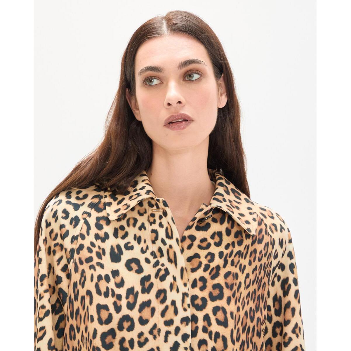 trench dritto con stampa animalier