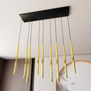 Lampada a sospensione Selter in acciaio nero e oro