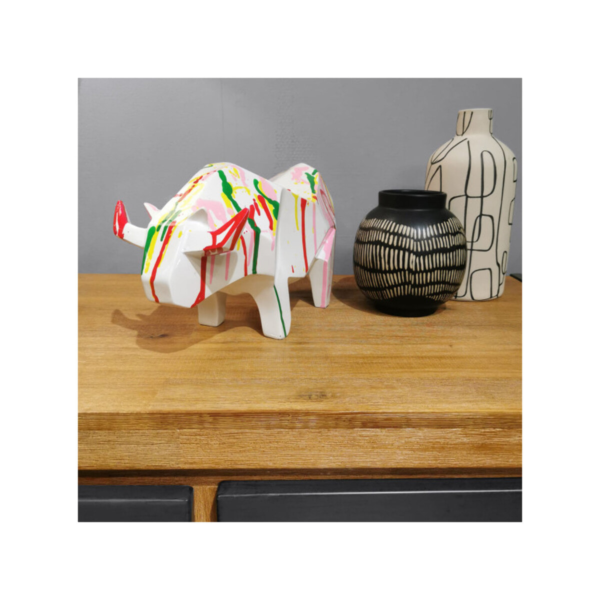 Statuette en résine taureau multicolore H13cm - TOREO