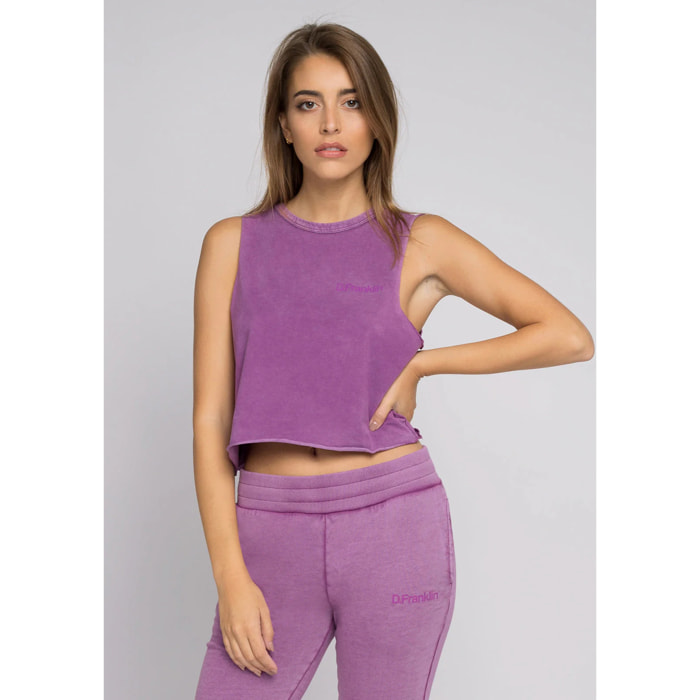Top Sin Mangas Crop Top en Negro D.Franklin