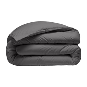 Housse de couette percale de coton gris anthracite