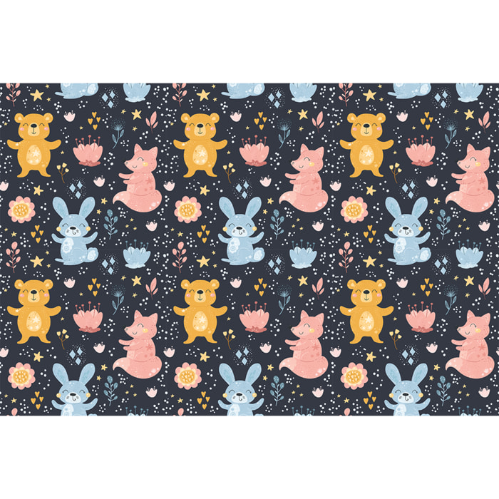 Sticker meuble pour enfant ourson et renard de la forêt 40 x 60 cm