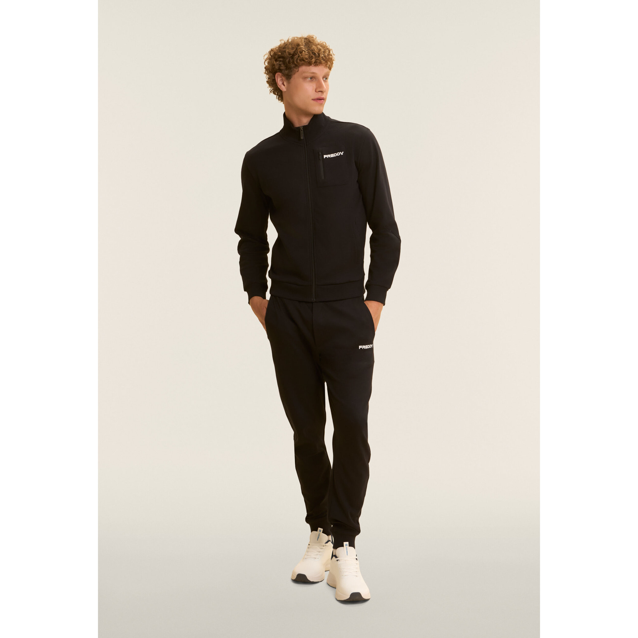 Tuta uomo zip e collo alto in cotone Interlock