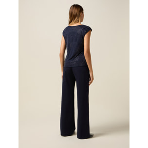 Oltre - Top in tulle borchiette - Blu