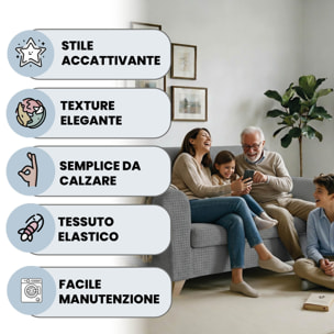 COPRIDIVANO IRIS, Elastico, Estensibile e Sagomato - GRIGIO CHIARO