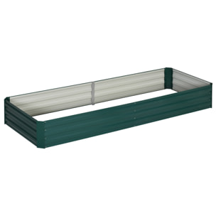 Carré potager de jardin dim. 241L x 90l x 30H cm tôle d'acier ondulée vert foncé