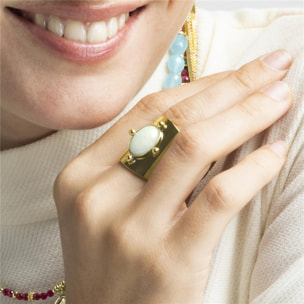 Anillo con Amazonita acabado oro 18k