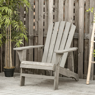 Silla Adirondack de Madera Silla de Jardín con Asiento Extra Ancho Carga 150 kg para Patio Terraza Balcón 78x89x88 cm Gris Claro